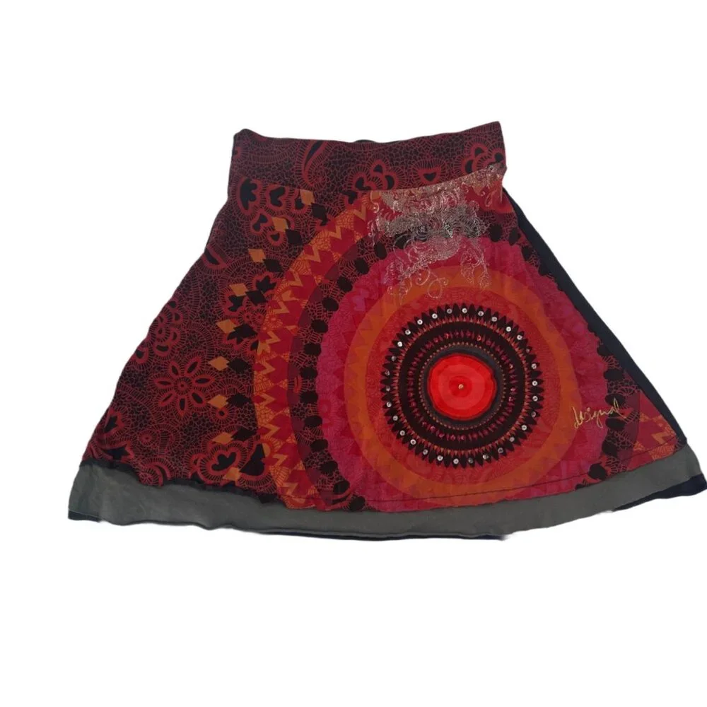 Desigual Multicolored A-line Skirt Mandala Print Size M - Picture 3 of 8